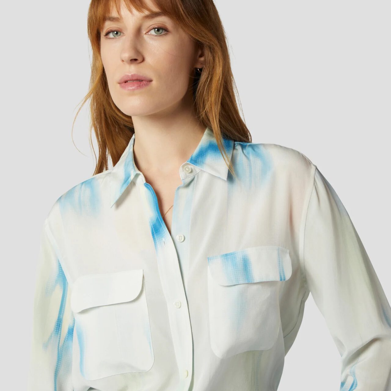 Signature Silk Satin Shirt Desert multi blue