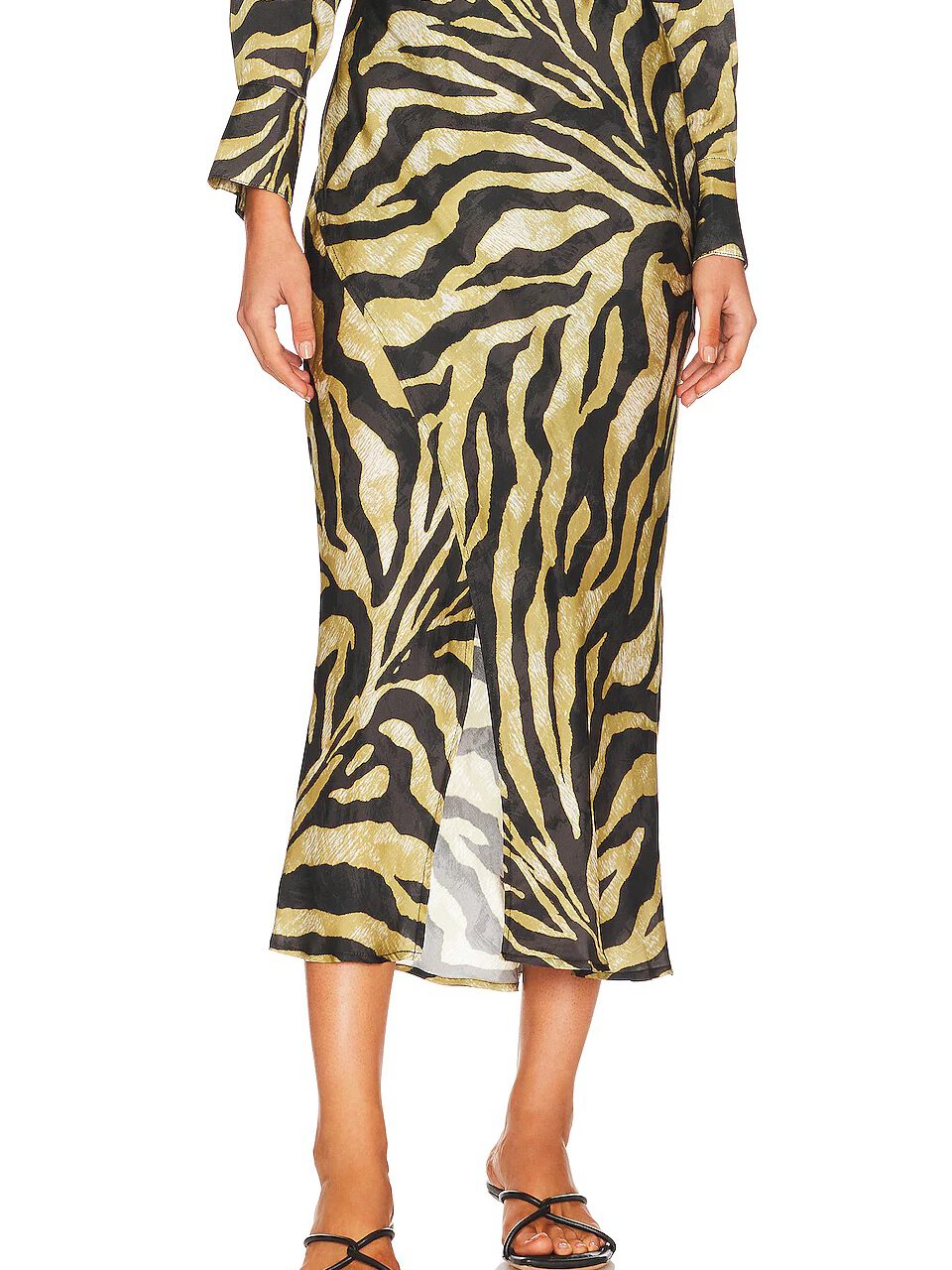 leopard Silky Midi Skirt