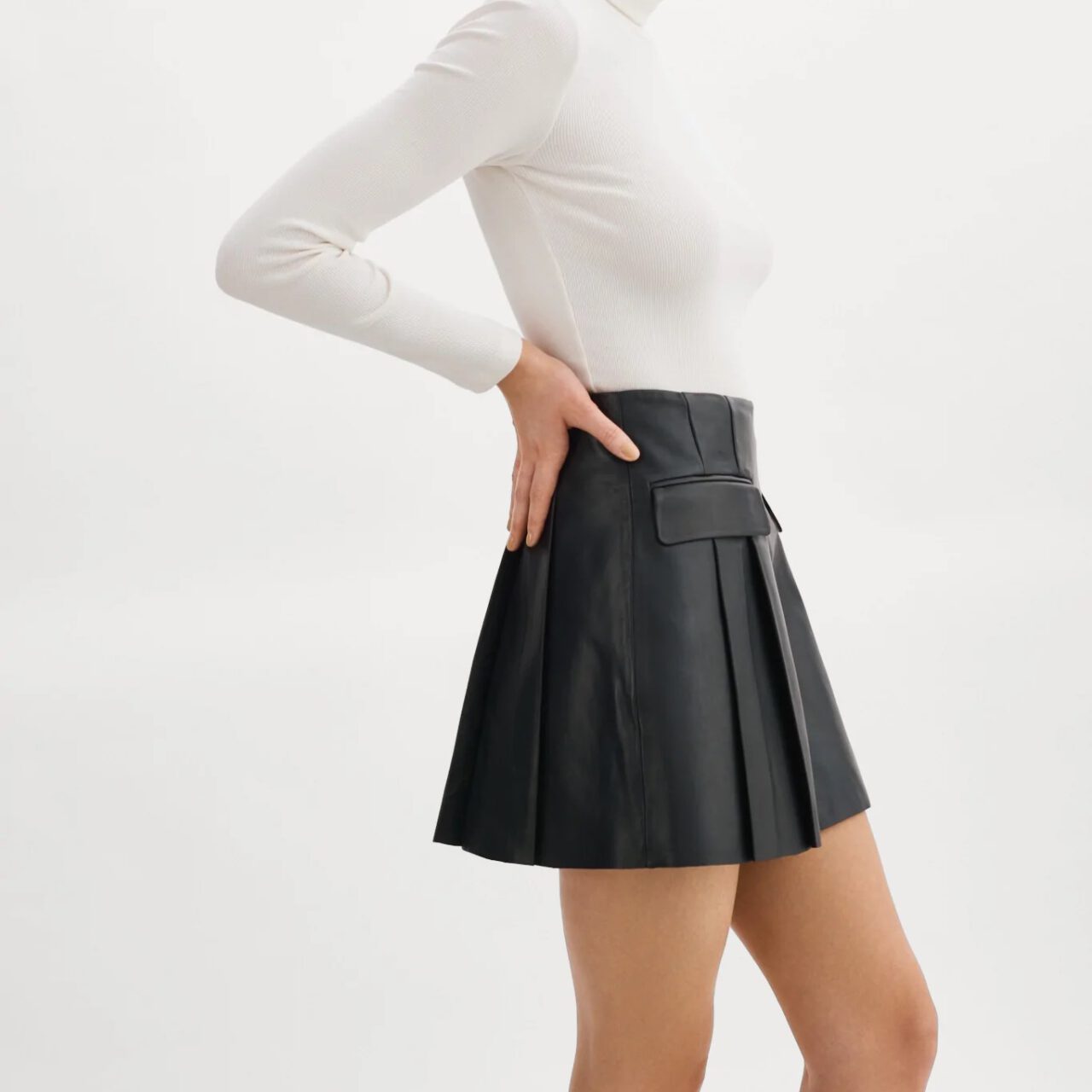 RHONDA | Black Leather Mini Skirt