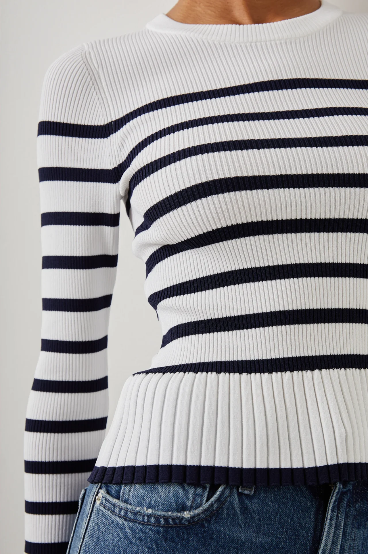 Gemma Sweater Ivory Navy Stripe