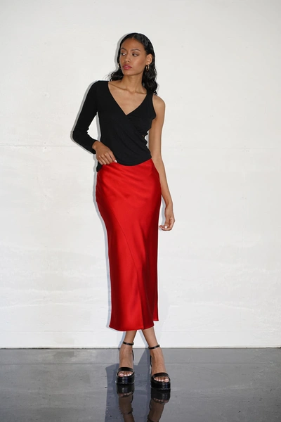 Silky midi skirt