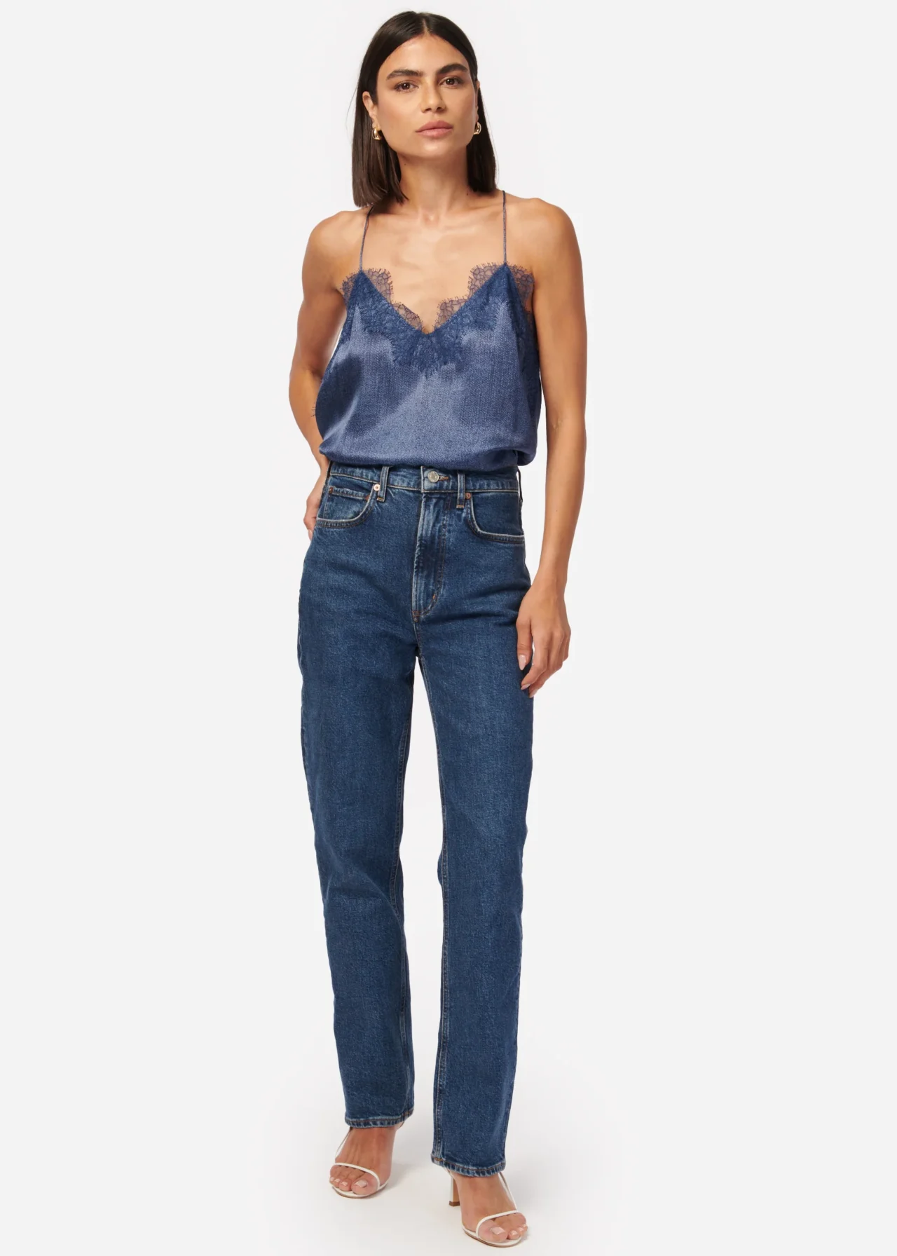 RACER CHARMEUSE CAMISOLE RAW DENIM