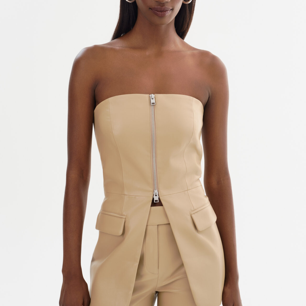 AVANI | FAUX LEATHER BUSTIER TOP