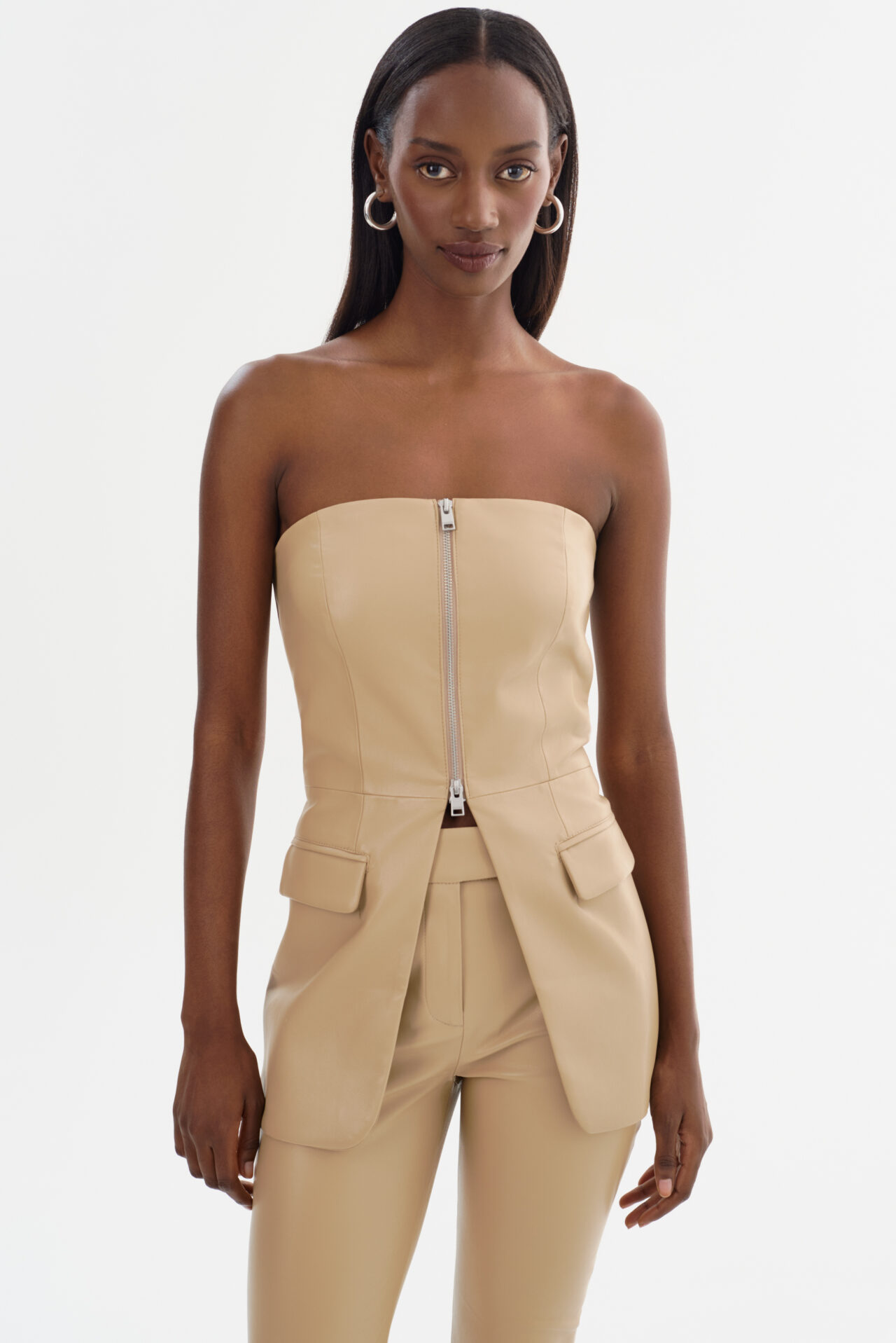 AVANI | FAUX LEATHER BUSTIER TOP