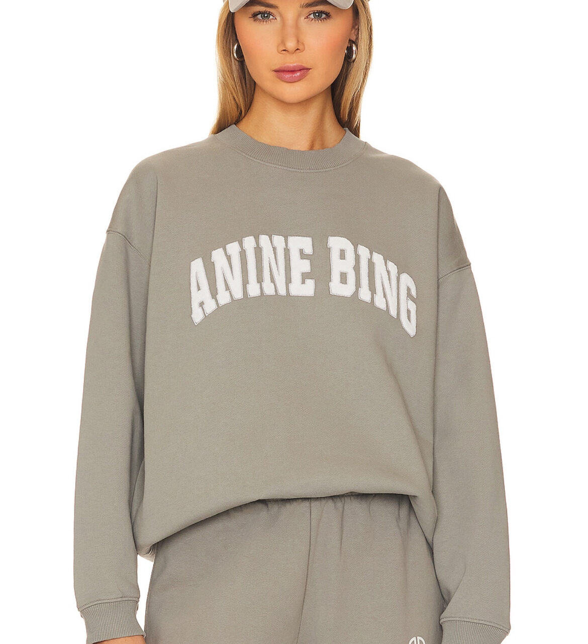 ANINE BING GREY ‘TYLER’ SWEATSHIRT WITH LOGO