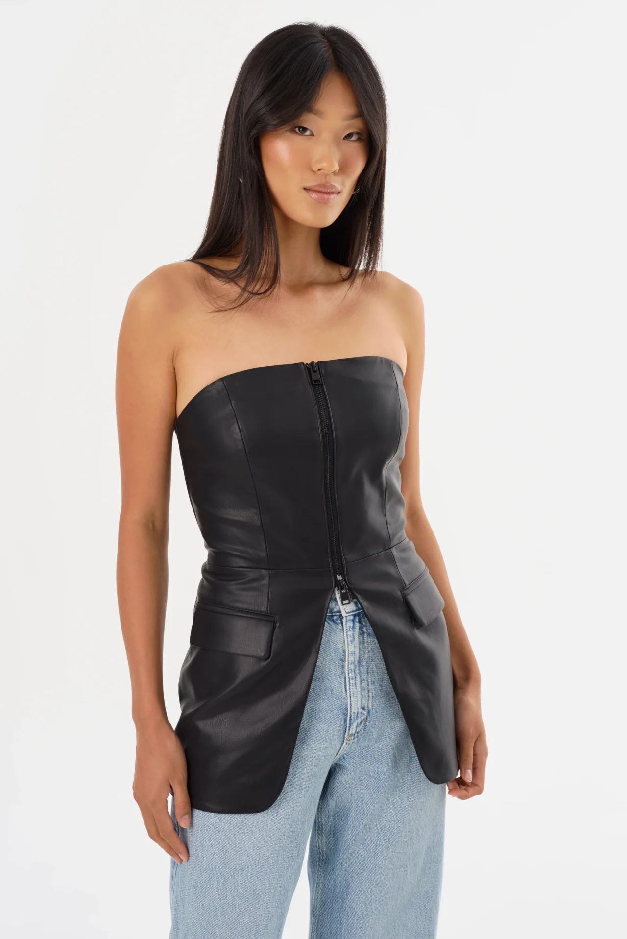 AVANI | FAUX LEATHER BUSTIER TOP