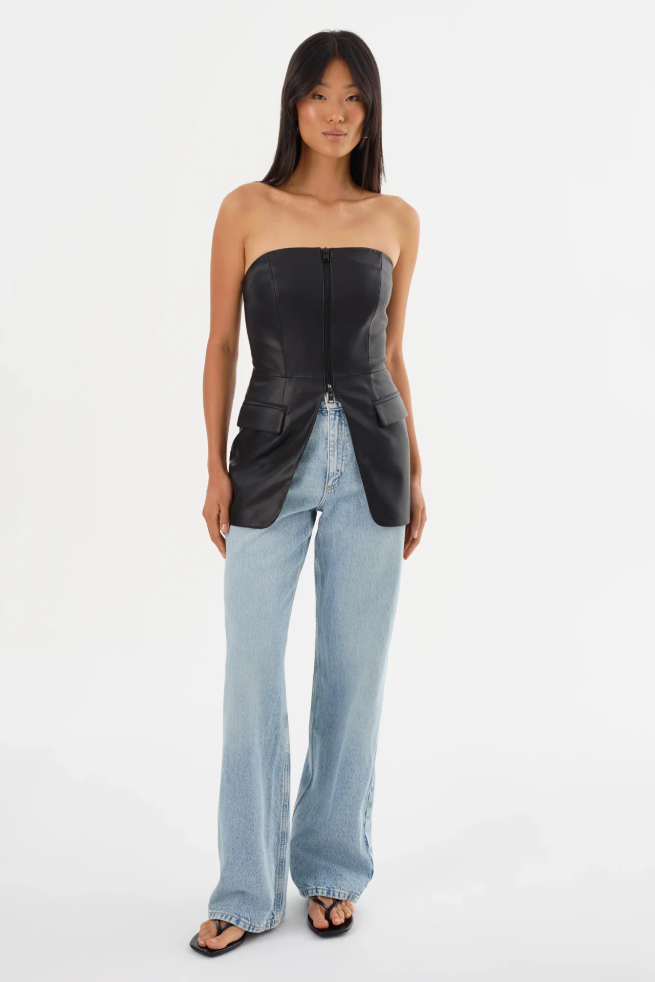 AVANI | FAUX LEATHER BUSTIER TOP