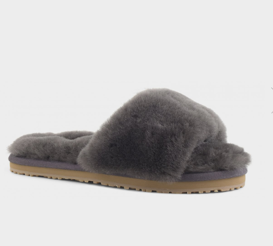 Sheepskin fur slide slipper Chatcoal