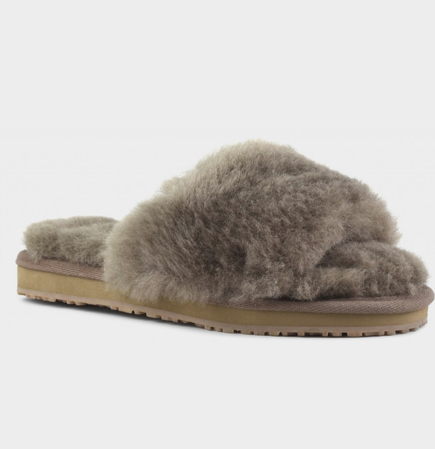 Sheepskin fur slide slipper Elephant grey