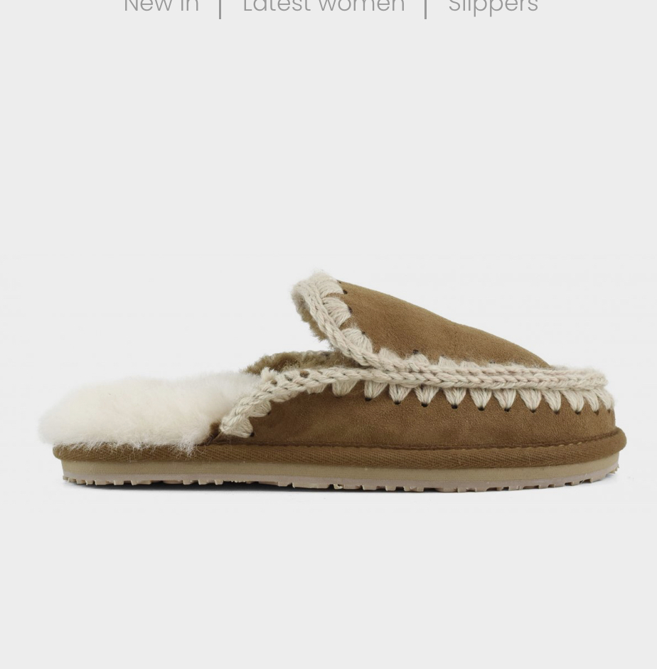 Suede slipper full eskimo stitch Cognac