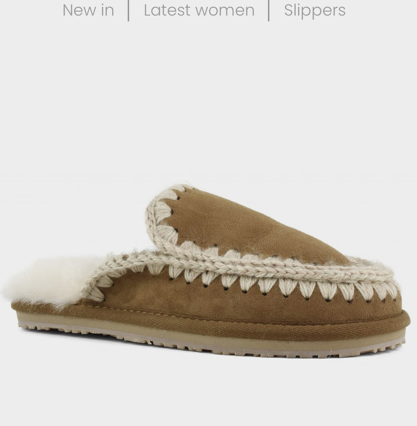 Suede slipper full eskimo stitch Cognac