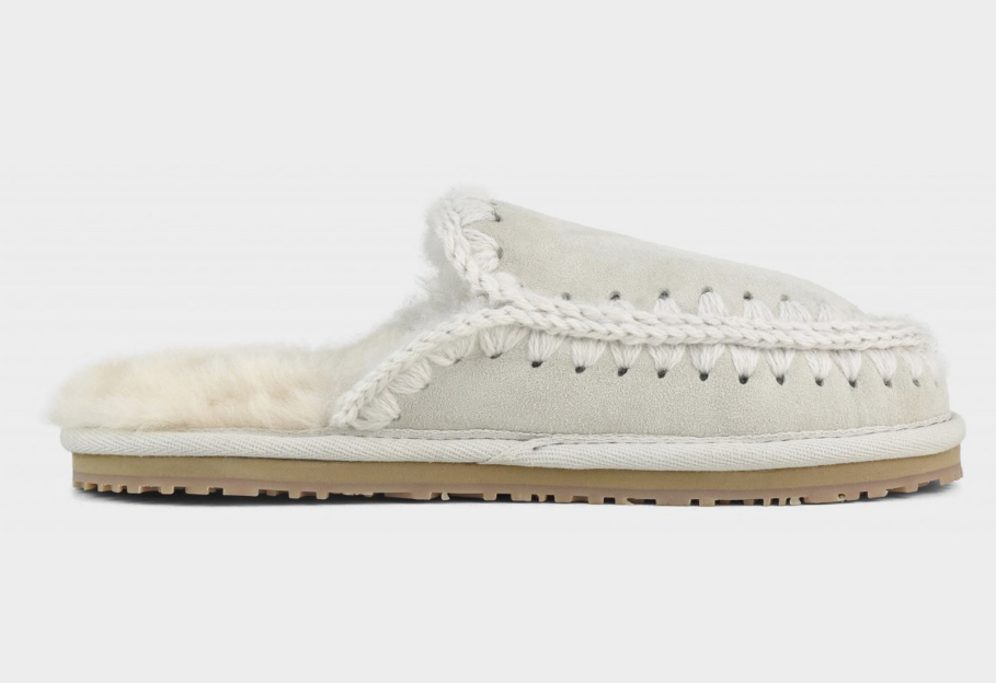 Suede slipper full eskimo stitch Silver birch