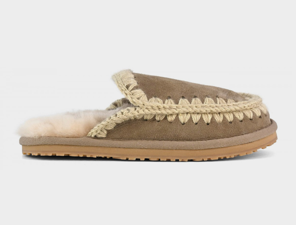 Suede slipper full eskimo stitch Elephant grey