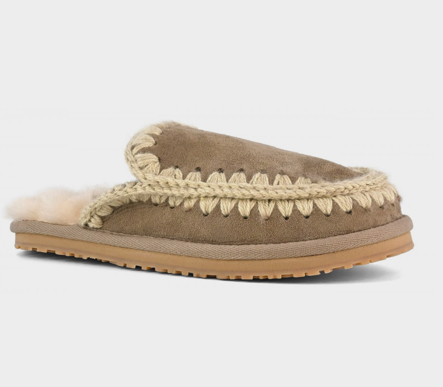 Suede slipper full eskimo stitch Elephant grey