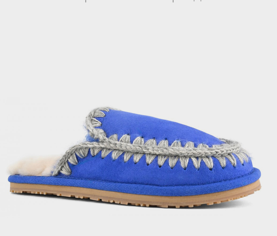 Suede slipper full eskimo stitch Blue