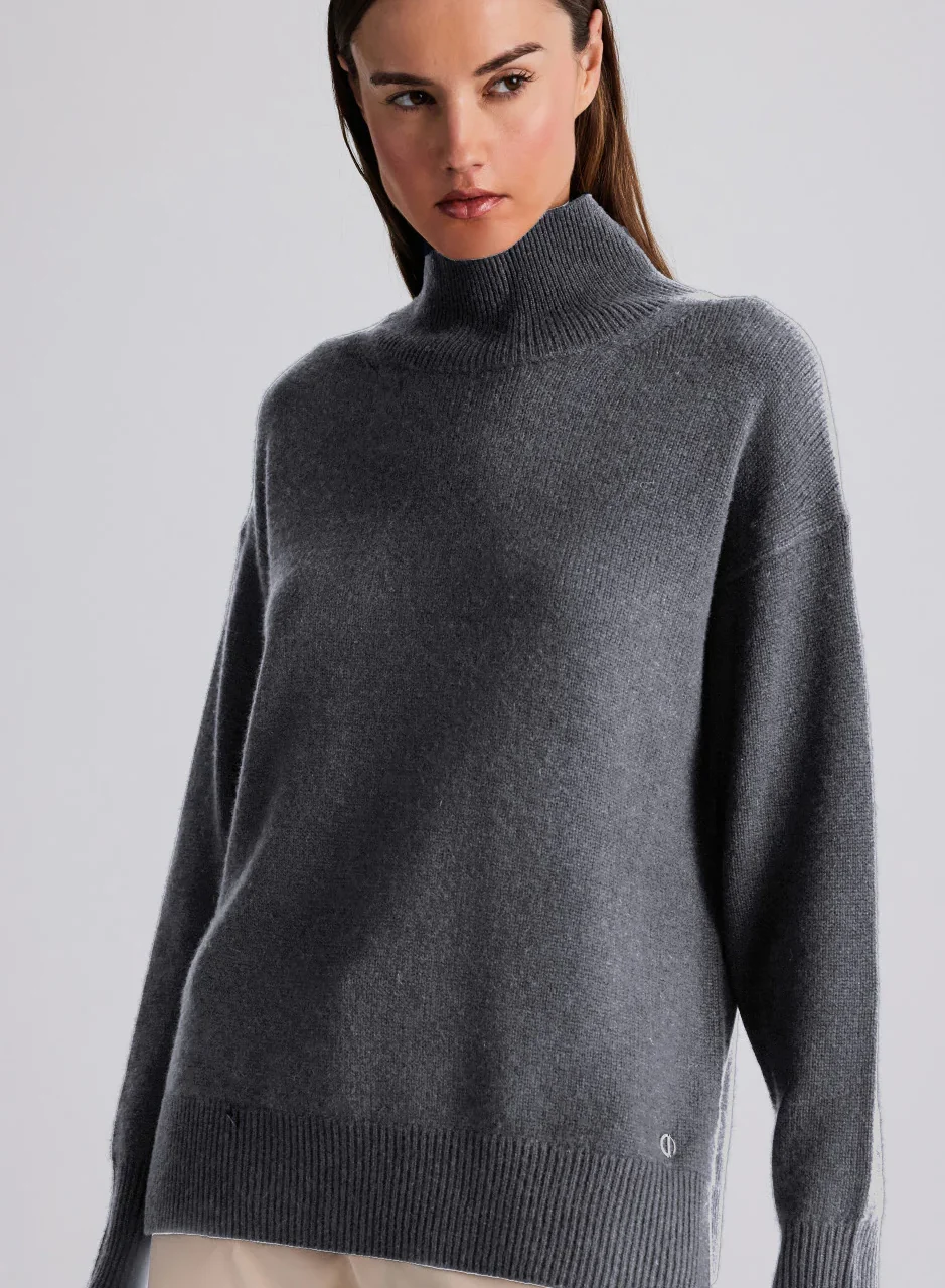 MIRA CASHMERE TURTLENECK PULLOVER - THUNDER