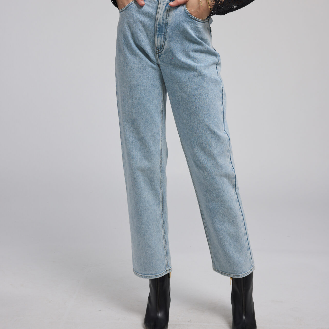 EMMETT DENIM PANTS WITH VEGAN LEATHER BELT